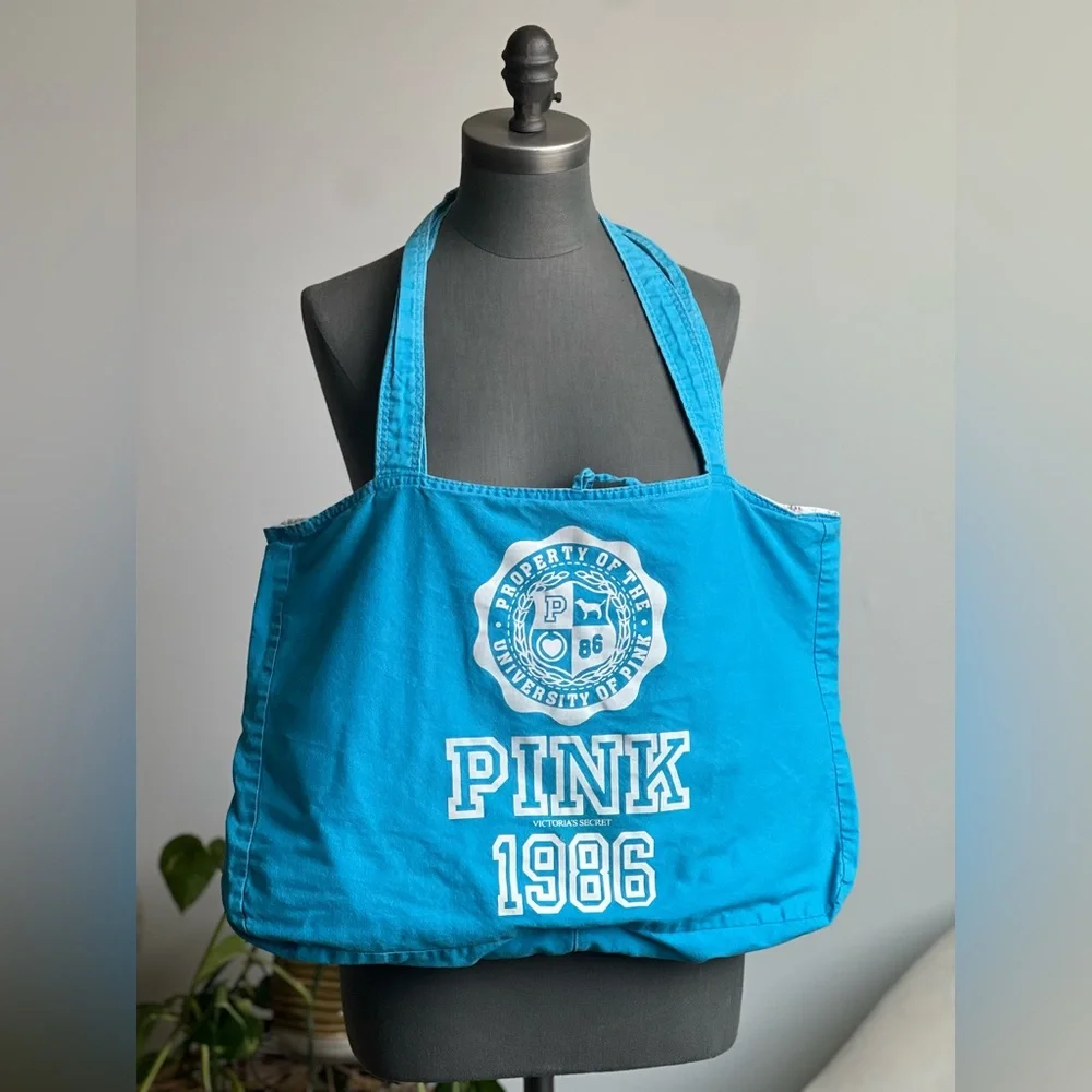Teal PINK Victoria's Secret Reversible Tote